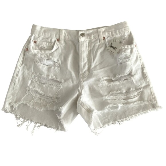 Free People Women Size 26 Distressed White Short Raw Hem - Picture 4 of 11